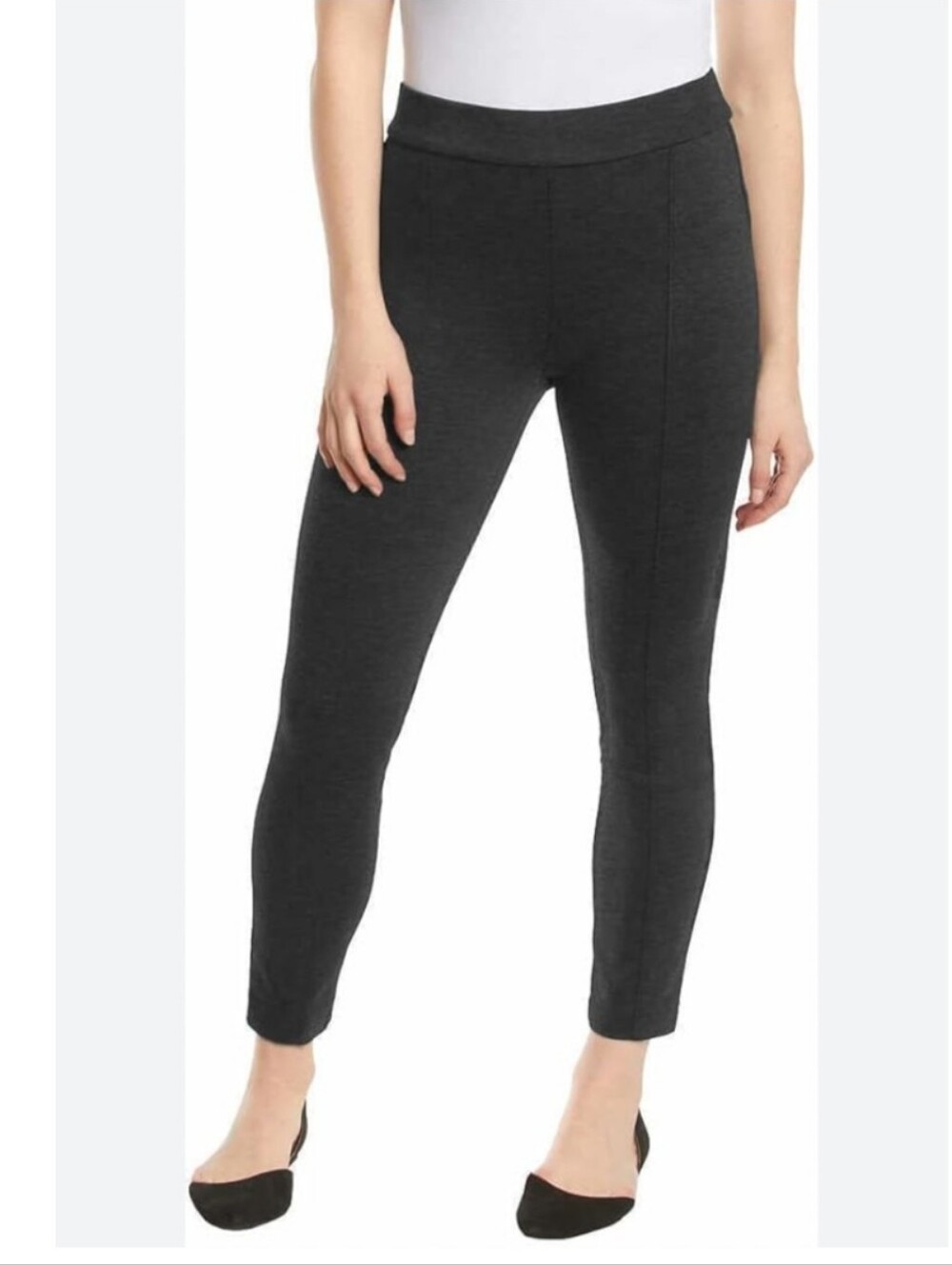 Anne Klein Women Midweight Tummy Control Ponte Pants Charcoal Gray Size L Office